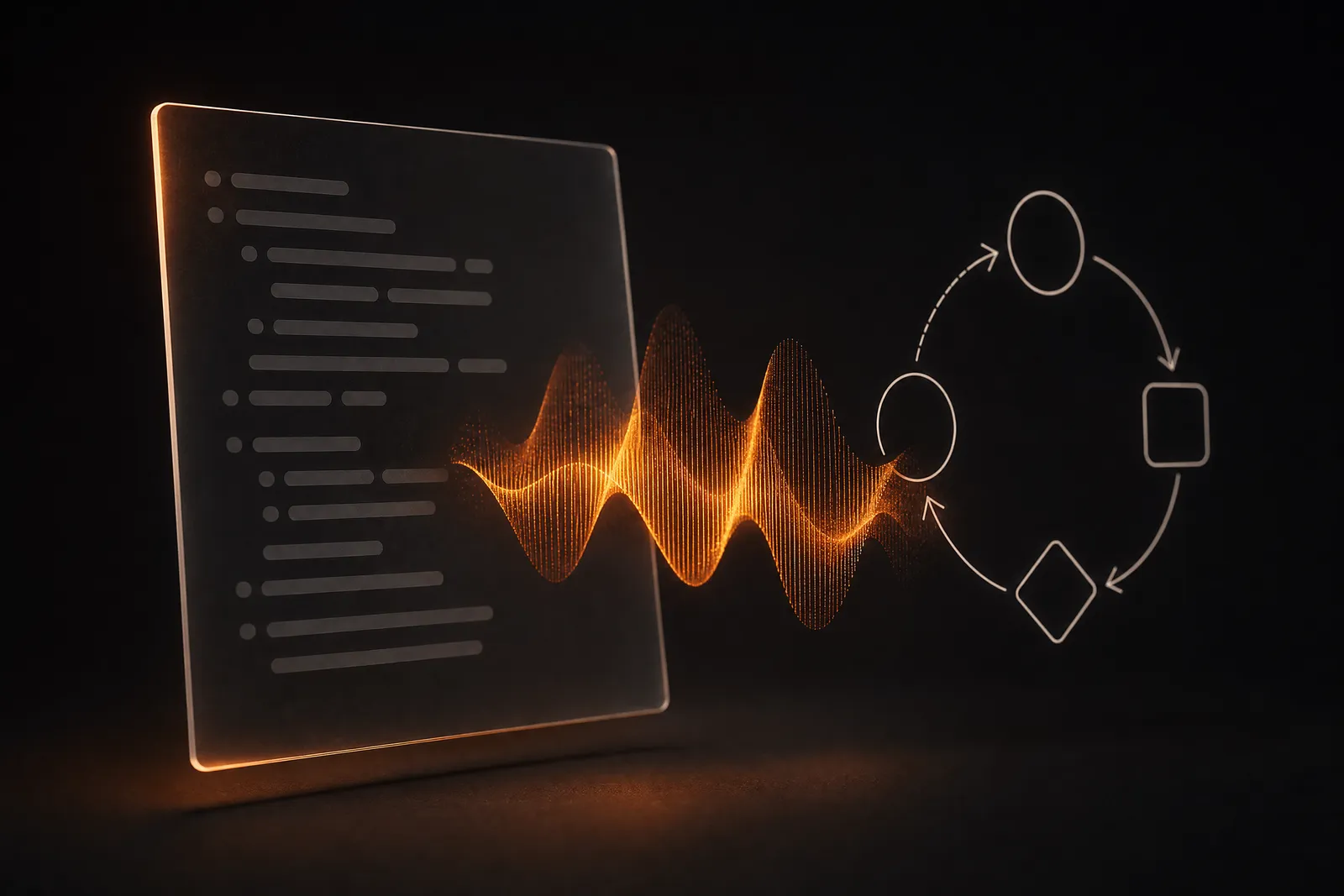 A lesson script beside its narration track and a generated diagram